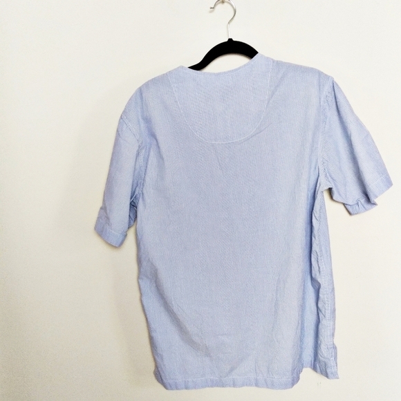 Lands' End Blue Micro Pinstripe Cotton Button Front Shirt Size Small - Picture 2 of 7